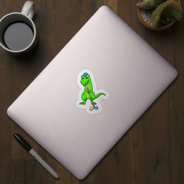 Cartoon dinosaur playing golf - golfer by Modern Medieval Design